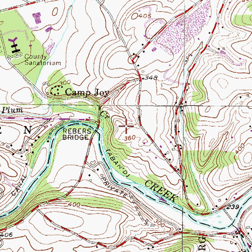 Topographic Map of Plum Creek, PA