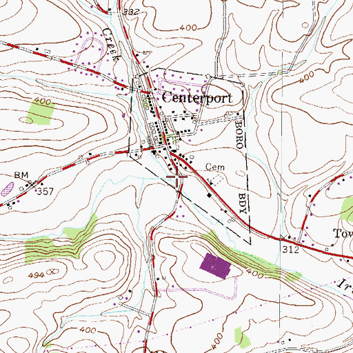 Topographic Map of Plum Creek, PA