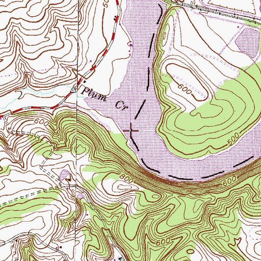 Topographic Map of Plum Creek, PA
