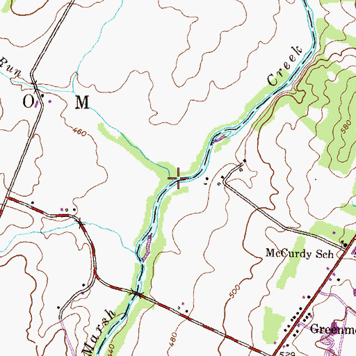 Topographic Map of Plum Run, PA