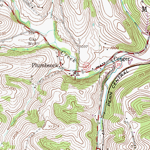 Topographic Map of Plumbsock, PA