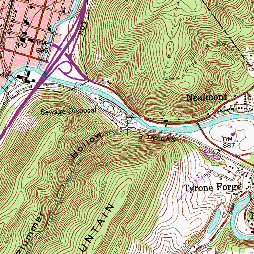 Topographic Map of Plummer Hollow, PA