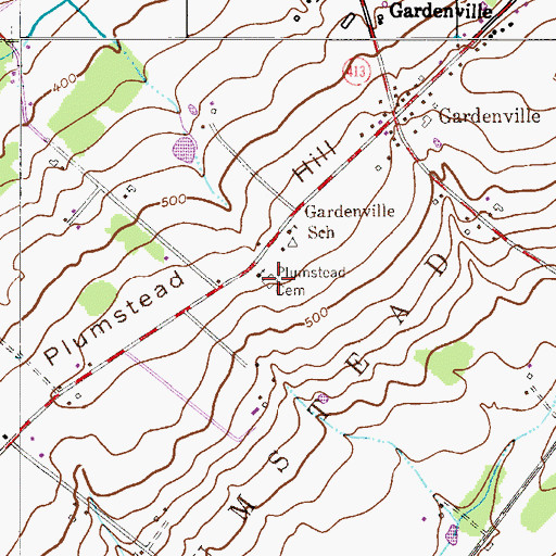 Topographic Map of Plumstead Cemetery, PA