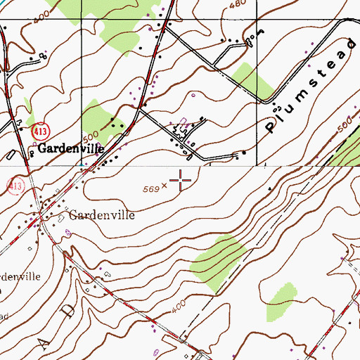 Topographic Map of Plumstead Hill, PA