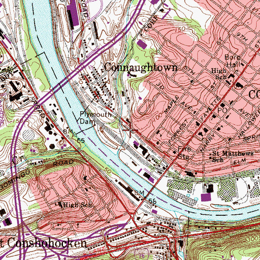 Topographic Map of Plymouth Creek, PA