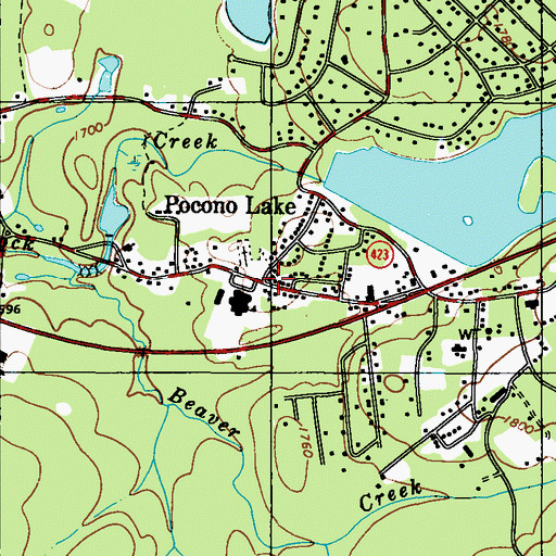 Topographic Map of Pocono Lake, PA
