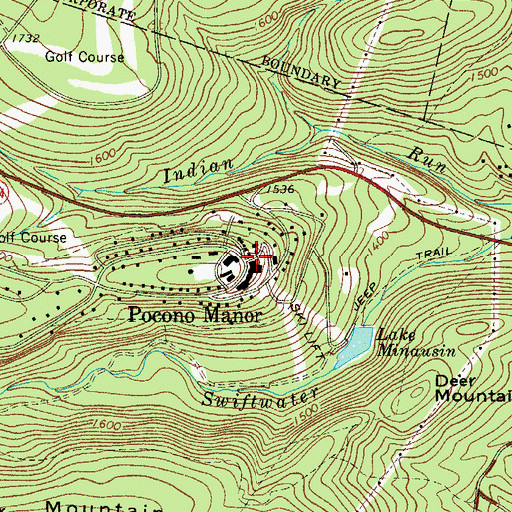 Topographic Map of Pocono Manor, PA