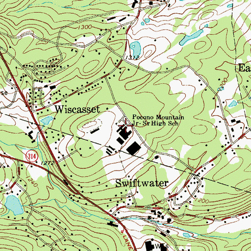Topographic Map of Pocono Mountain Junior-Senior High School, PA