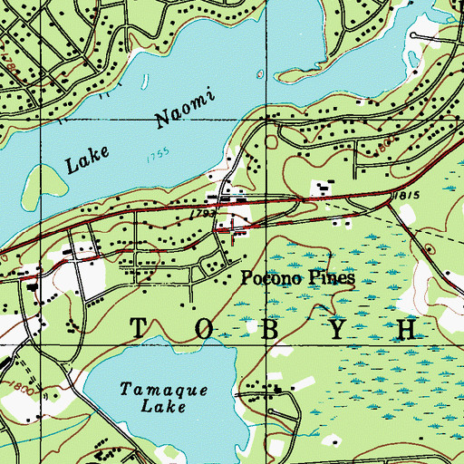 Topographic Map of Pocono Pines, PA