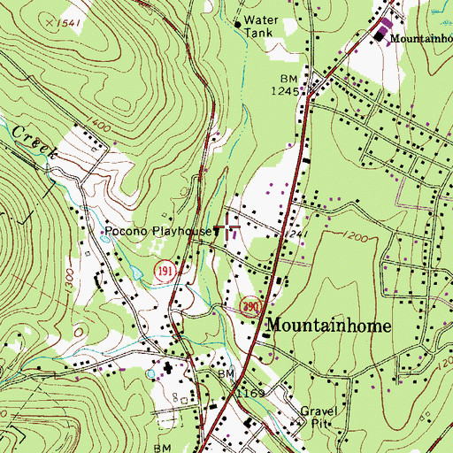 Topographic Map of Pocono Playhouse, PA