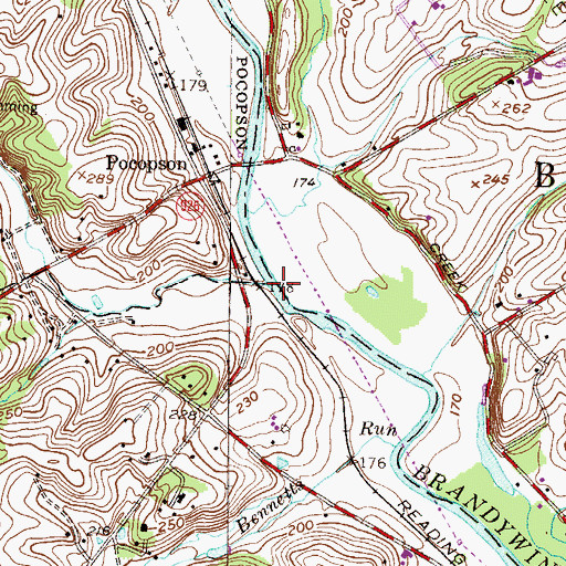 Topographic Map of Pocopson Creek, PA
