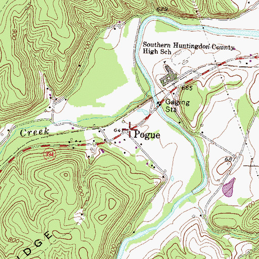 Topographic Map of Pogue, PA