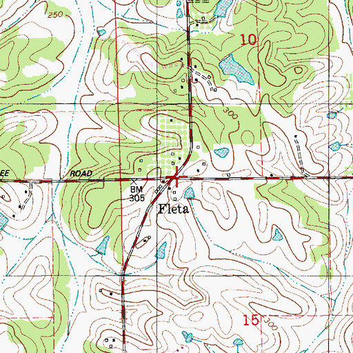 Topographic Map of Fleta, AL