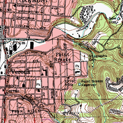 Topographic Map of Point Breeze, PA