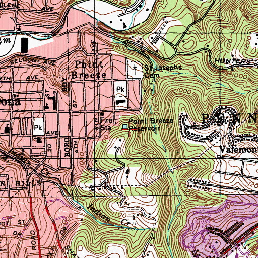 Topographic Map of Point Breeze Reservoir, PA