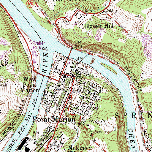 Topographic Map of Point Marion, PA