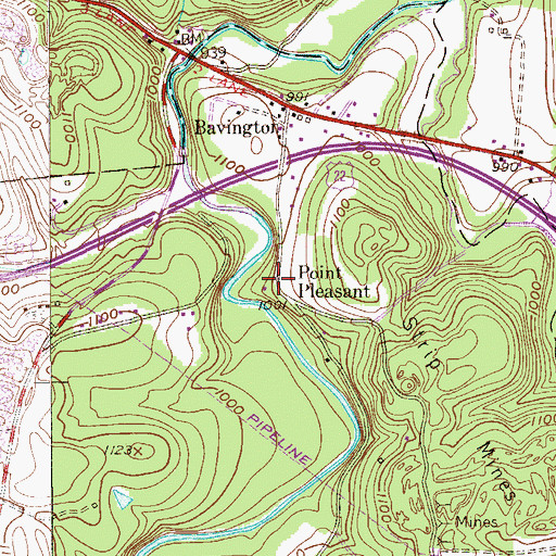 Topographic Map of Point Pleasant, PA