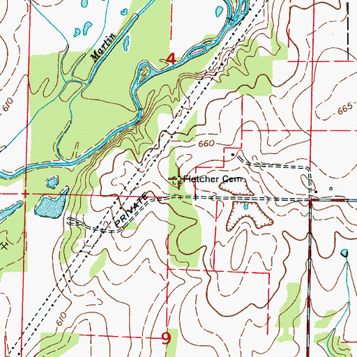 Topographic Map of Fletcher Cemetery, AL