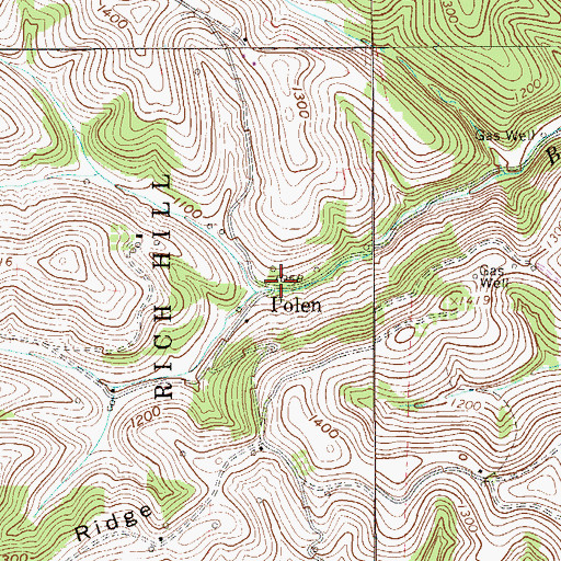 Topographic Map of Polen, PA