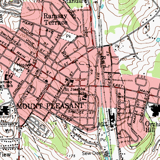 Topographic Map of Polish High School, PA