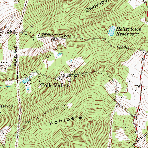 Topographic Map of Polk Valley, PA
