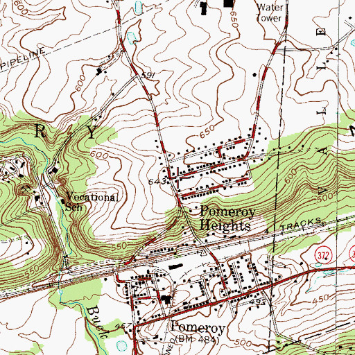 Topographic Map of Pomeroy Heights, PA