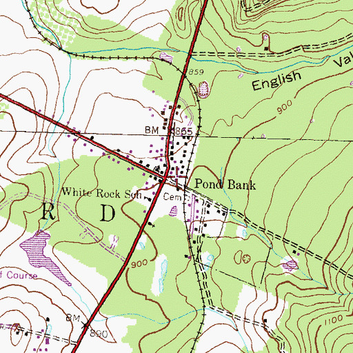 Topographic Map of Pond Bank, PA