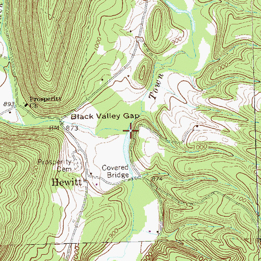 Topographic Map of Pond Branch, PA