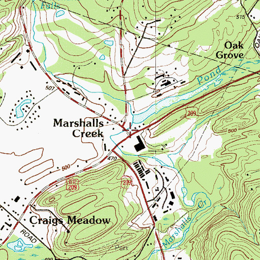 Topographic Map of Pond Creek, PA