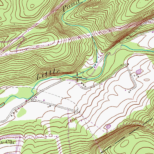 Topographic Map of Pond Creek, PA
