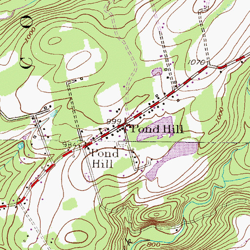 Topographic Map of Pond Hill, PA