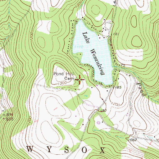 Topographic Map of Pond Hill Cemetery, PA