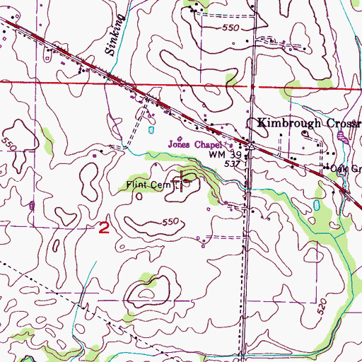Topographic Map of Flint Cemetery, AL