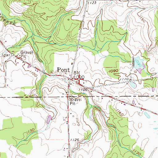 Topographic Map of Pont, PA