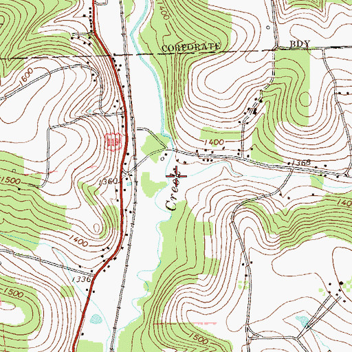 Topographic Map of Poose Run, PA