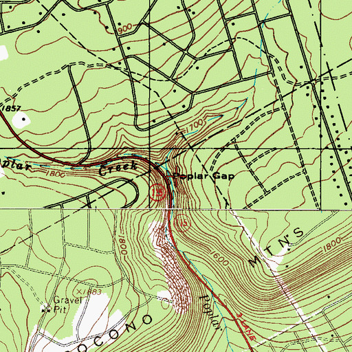 Topographic Map of Poplar Gap, PA