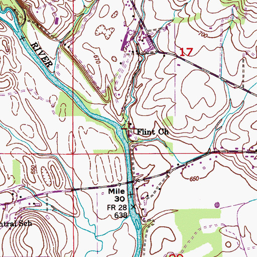 Topographic Map of Flint Church, AL