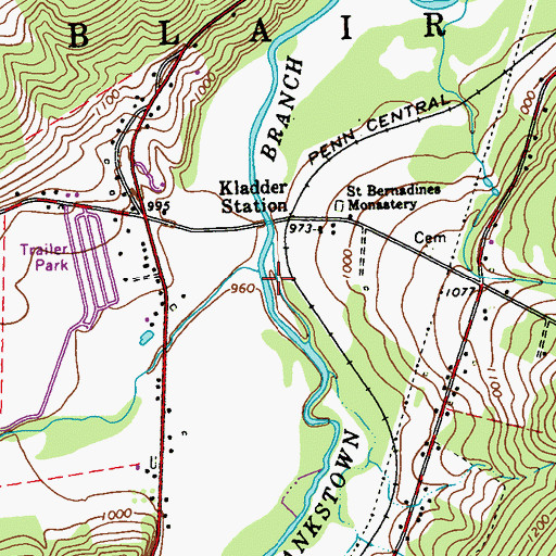 Topographic Map of Poplar Run, PA