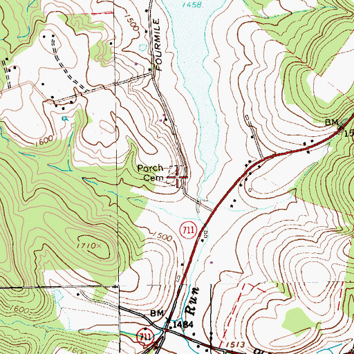 Topographic Map of Porch Cemetery, PA