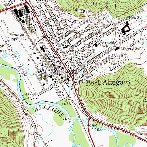 Topographic Map of Port Allegany, PA