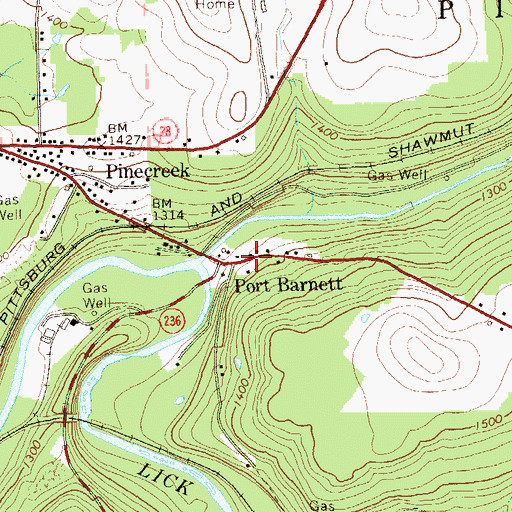 Topographic Map of Port Barnett, PA