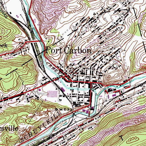 Topographic Map of Port Carbon, PA