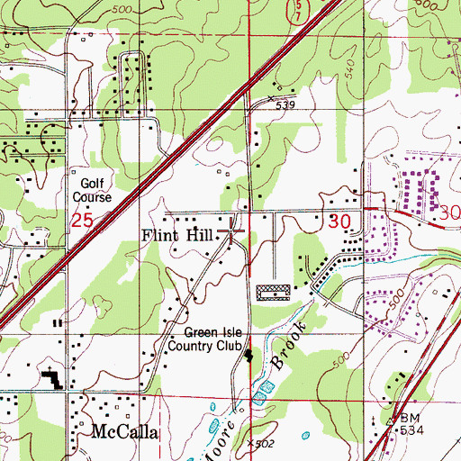 Topographic Map of Flint Hill, AL