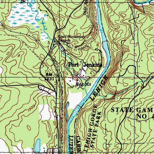 Topographic Map of Port Jenkins, PA