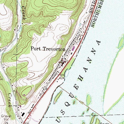 Topographic Map of Port Trevorton, PA