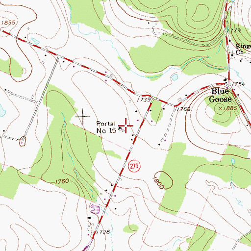 Topographic Map of Portal Number 15, PA