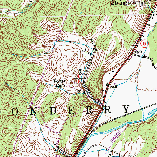 Topographic Map of Porter Cemetery, PA