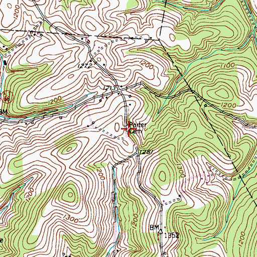 Topographic Map of Porter Cemetery, PA