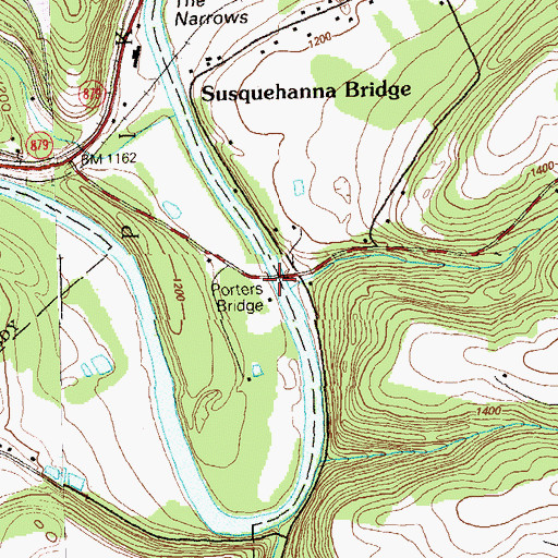 Topographic Map of Porters Bridge, PA