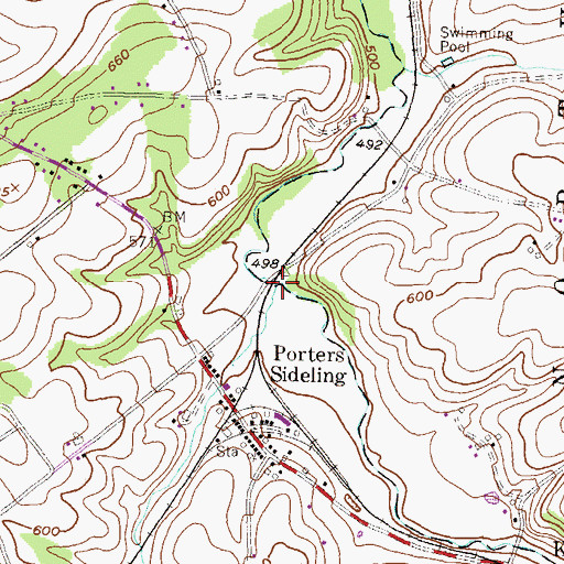 Topographic Map of Porters Creek, PA